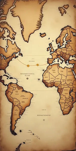 Die Entdeckerkarte von Odyssey Journal im Stil einer alten Seekarte mit leuchtenden goldenen Wegpunkten.