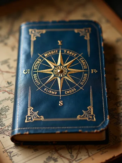 Ein digitaler Reisepass in Marineblau mit Goldprägung.