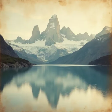 Granitgipfel Patagoniens, gespiegelt in einem stillen See.